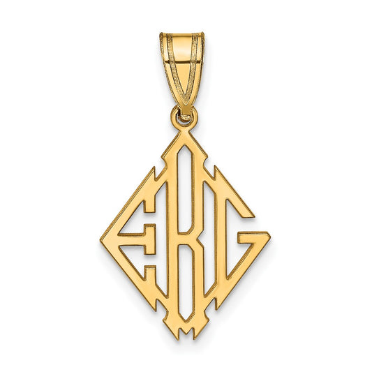 10k Yellow Gold Diamond Shape Monogram Pendant