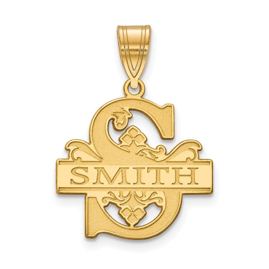 10k Yellow Gold Initial and Family Name Pendant