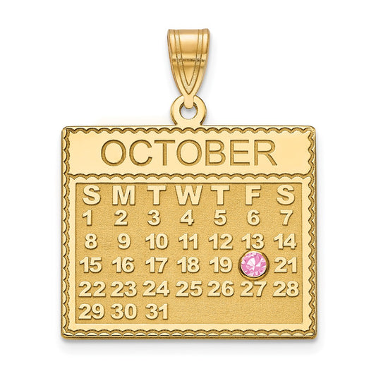 10k YG Calendar w/14k Bezel Birthstone Pendant