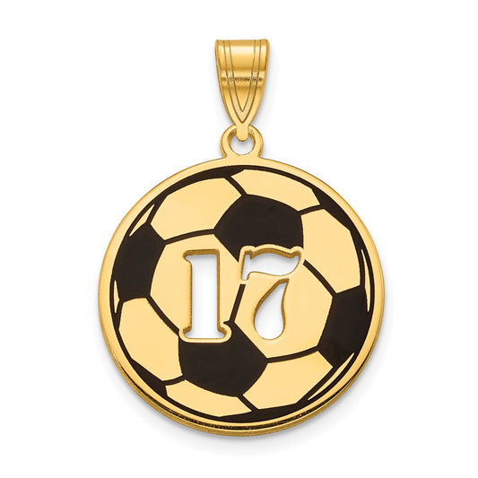 10k Yellow Gold Epoxy  Soccer Ball with Cut-out Number Pendant