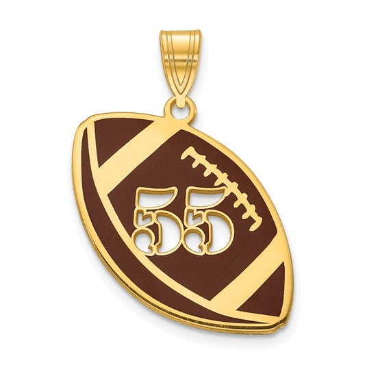10k Yellow Gold Epoxy Football with Cut-out Number Pendant