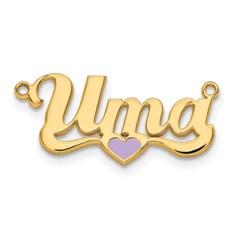 10k Yellow Gold Epoxy Heart Name Plate