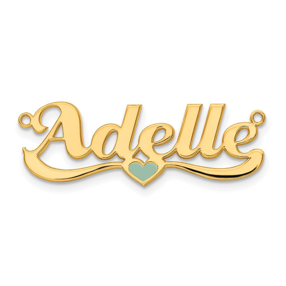 10k Yellow Gold Epoxy Heart Name Plate