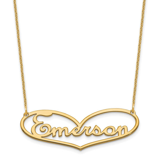 10k Yellow Gold Heart and Name Necklace