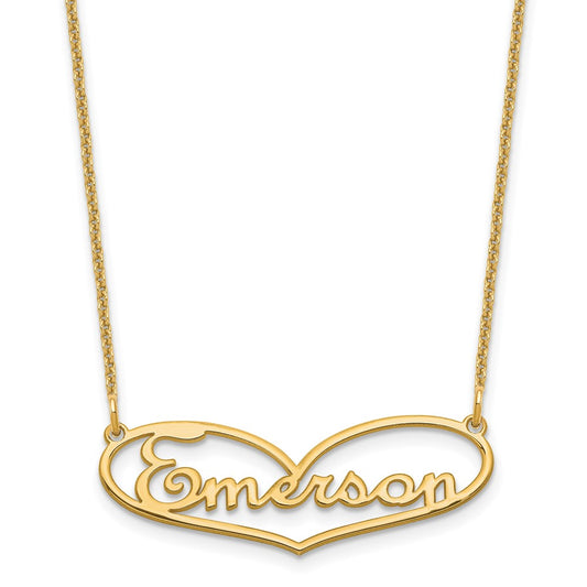 10k Yellow Gold Small Heart and Name Necklace