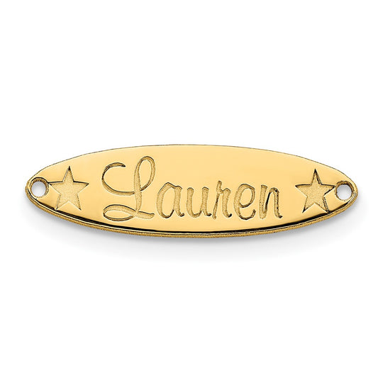 10k Yellow Gold Small Oval with Stars Name Plate