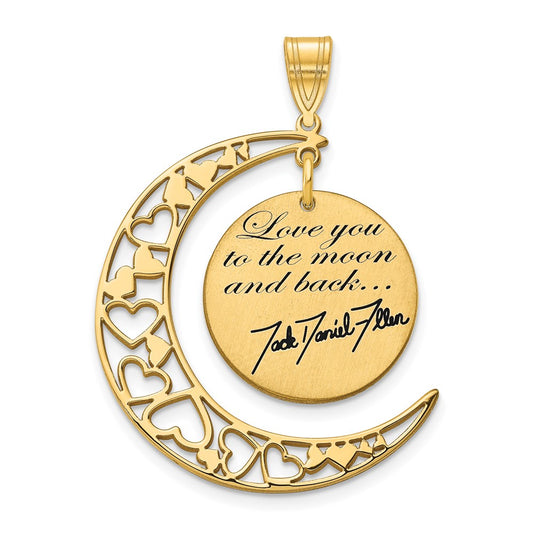 10k Yellow Gold LOVE YOU TO THE MOON Signature Pendant