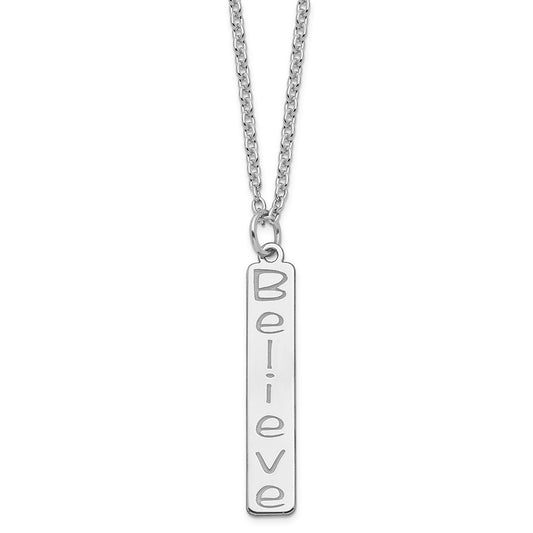 10K White Gold Vertical Believe Charm