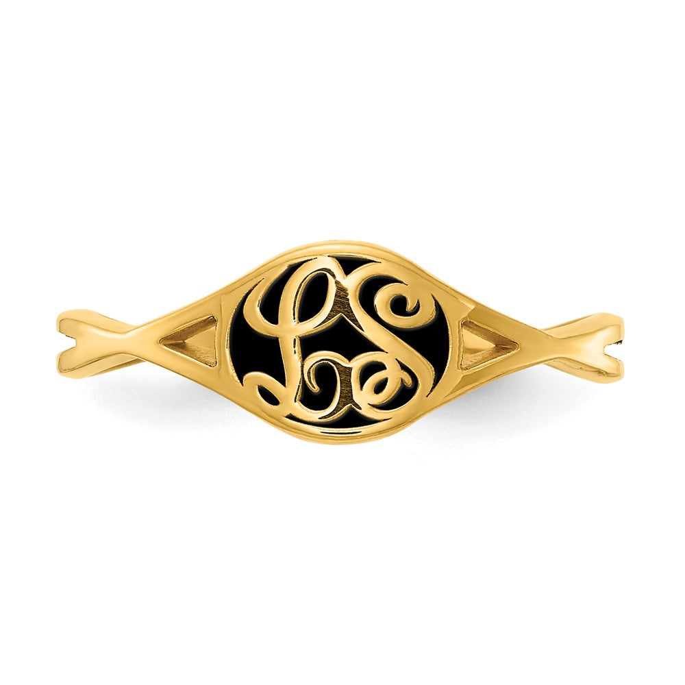 10k Yellow Gold Twisted Band with Epoxy Monogram Ring