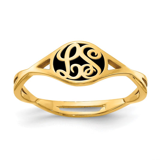 10k Yellow Gold Twisted Band with Epoxy Monogram Ring