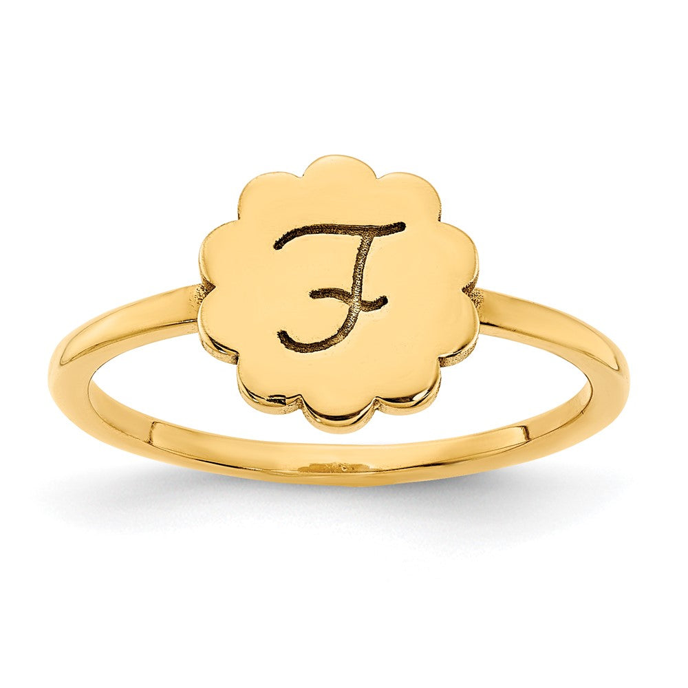 10k Yellow Gold Initial Flower Ring