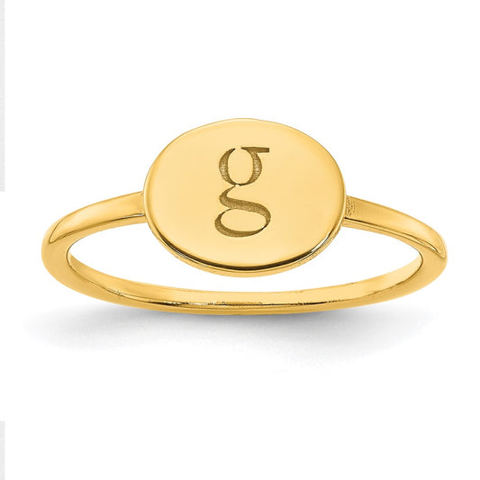 10k Yellow Gold Oval Initial Ring
