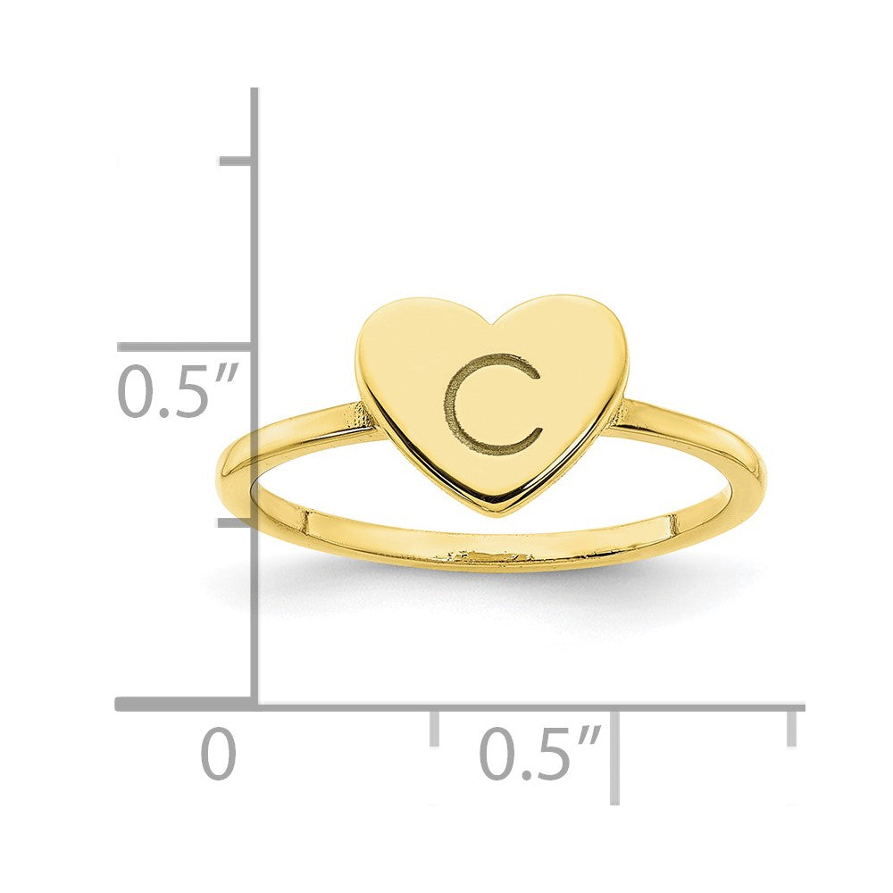 10k Yellow Gold Initial Heart Ring