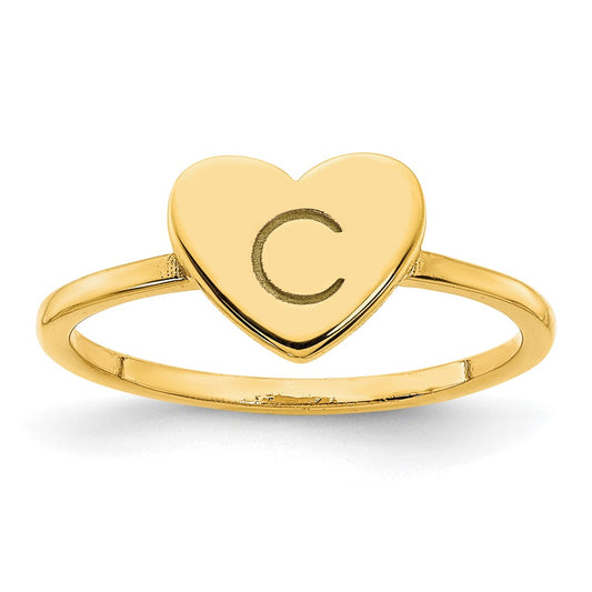 10k Yellow Gold Initial Heart Ring