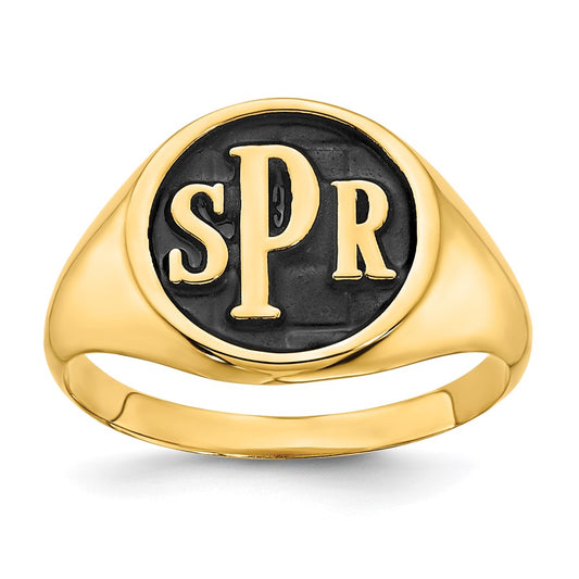 10k Yellow Gold with Epoxy Monogram Ring