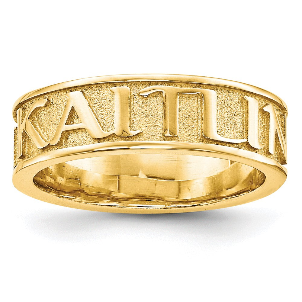10k Yellow Gold Polished and Sandblasted Name Ring