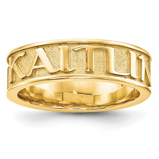 10k Yellow Gold Polished and Sandblasted Name Ring