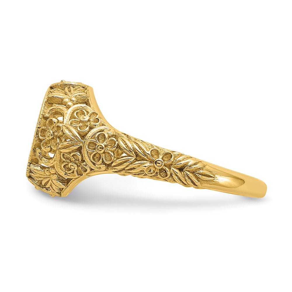 10k Yellow Gold Filigree w/Epoxy and Birthstone Monogram Ring