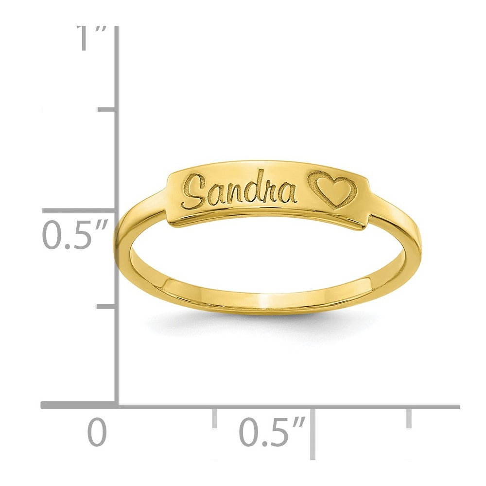 10k Yellow Gold Heart and Name Bar Ring