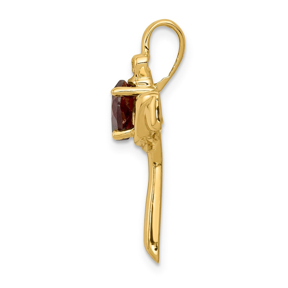 10k Garnet & AA Diamond Claddagh Cross Pendant