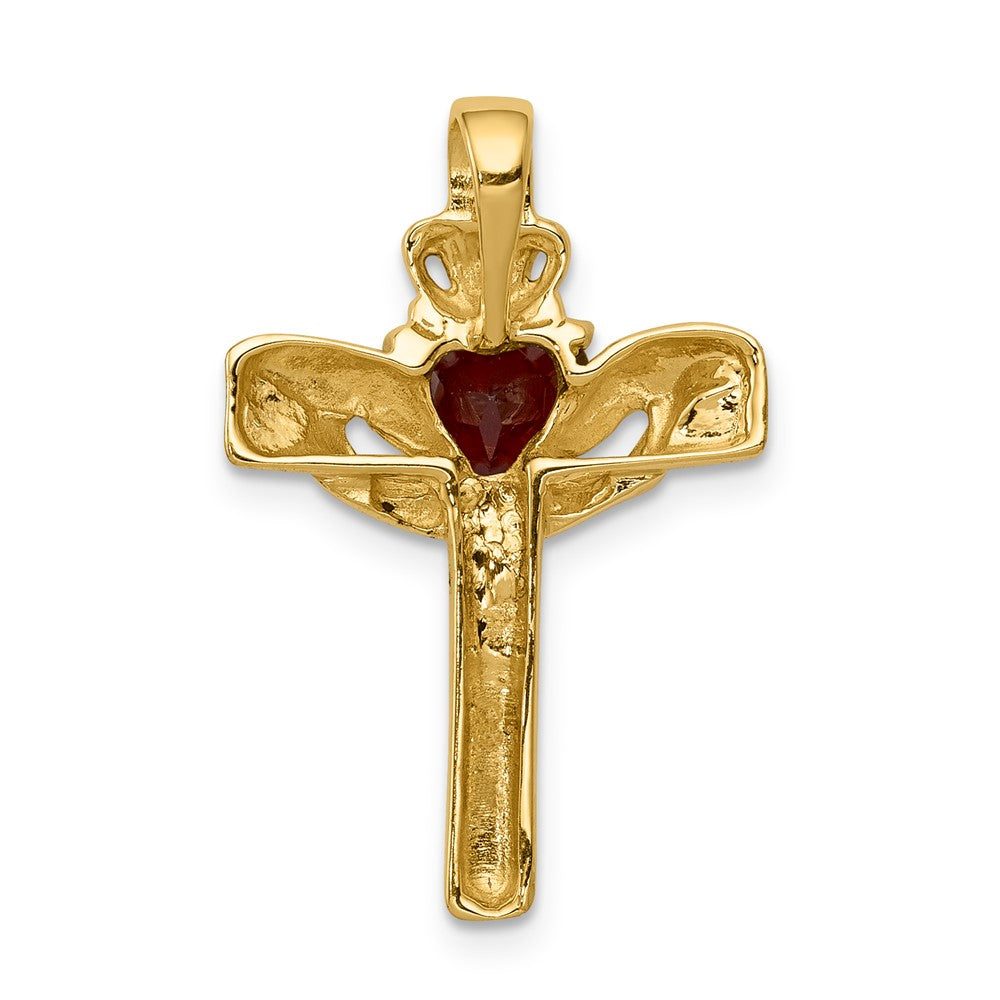 10k Garnet & AA Diamond Claddagh Cross Pendant