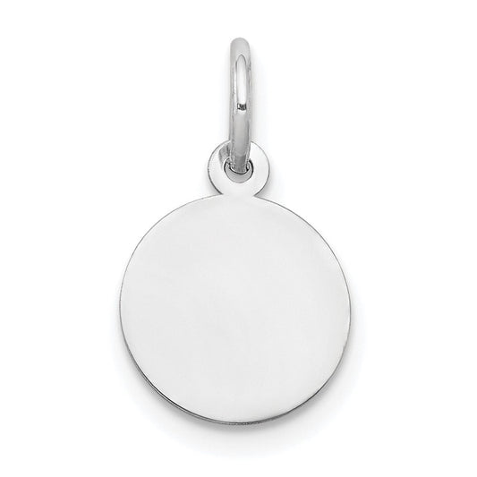 10K White Gold Plain .018 Gauge Circular Engravable Disc Charm