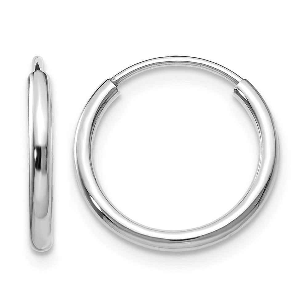 10k White Gold 1.5mm Polished Endless Hoop Earrings
