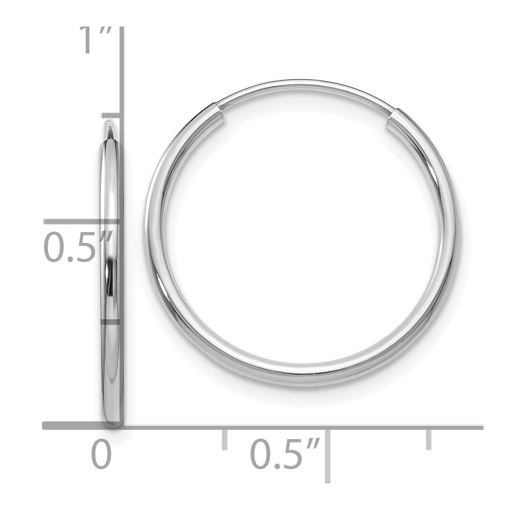 10k White Gold 1.5mm Polished Endless Hoop Earrings