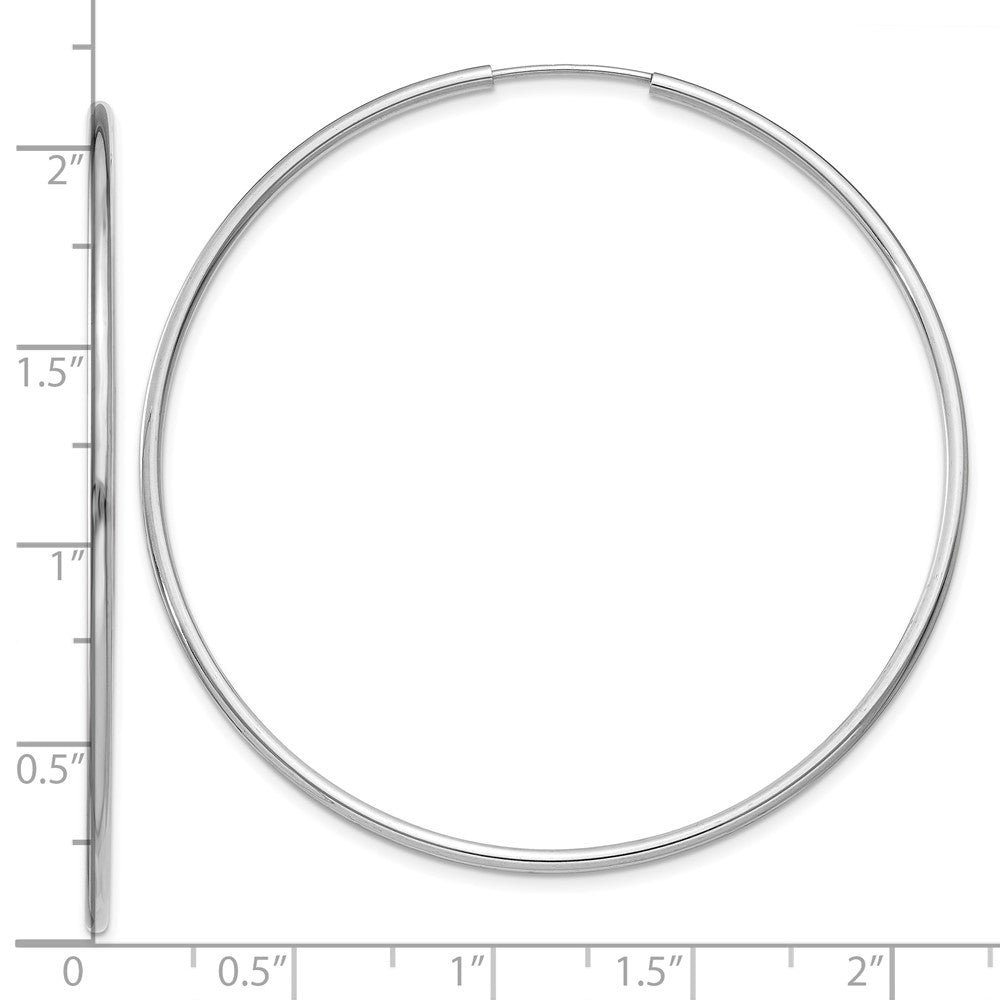 10k White Gold 1.5mm Polished Endless Hoop Earrings