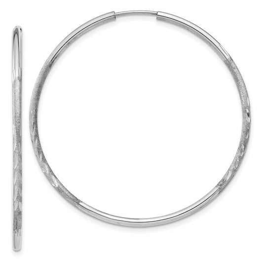 10k White Gold 1.5mm Diamond-cut Endless Hoop Earrings