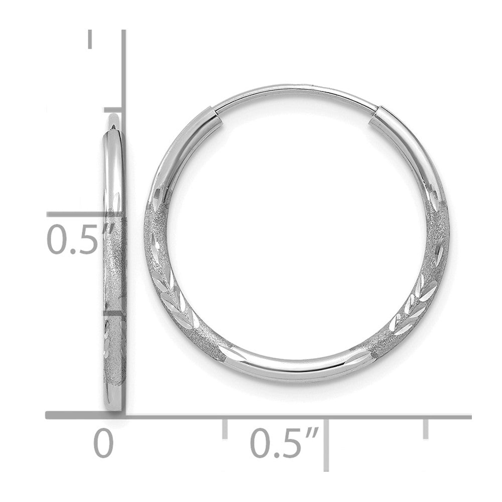 10k White Gold 1.5mm Diamond-cut Endless Hoop Earrings