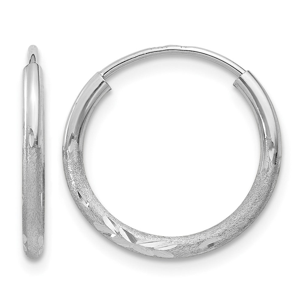 10k White Gold 1.5mm Diamond-cut Endless Hoop Earrings