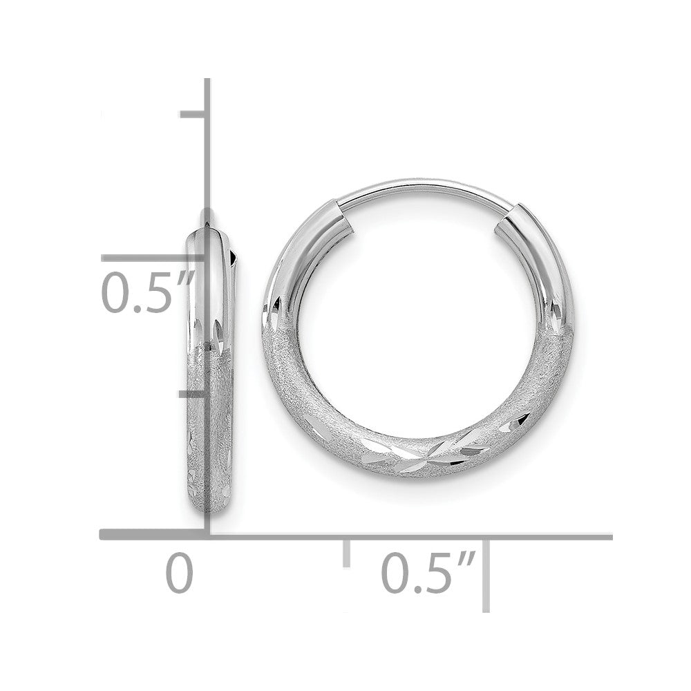 10k White Gold 2mm Diamond-cut Endless Hoop Earrings
