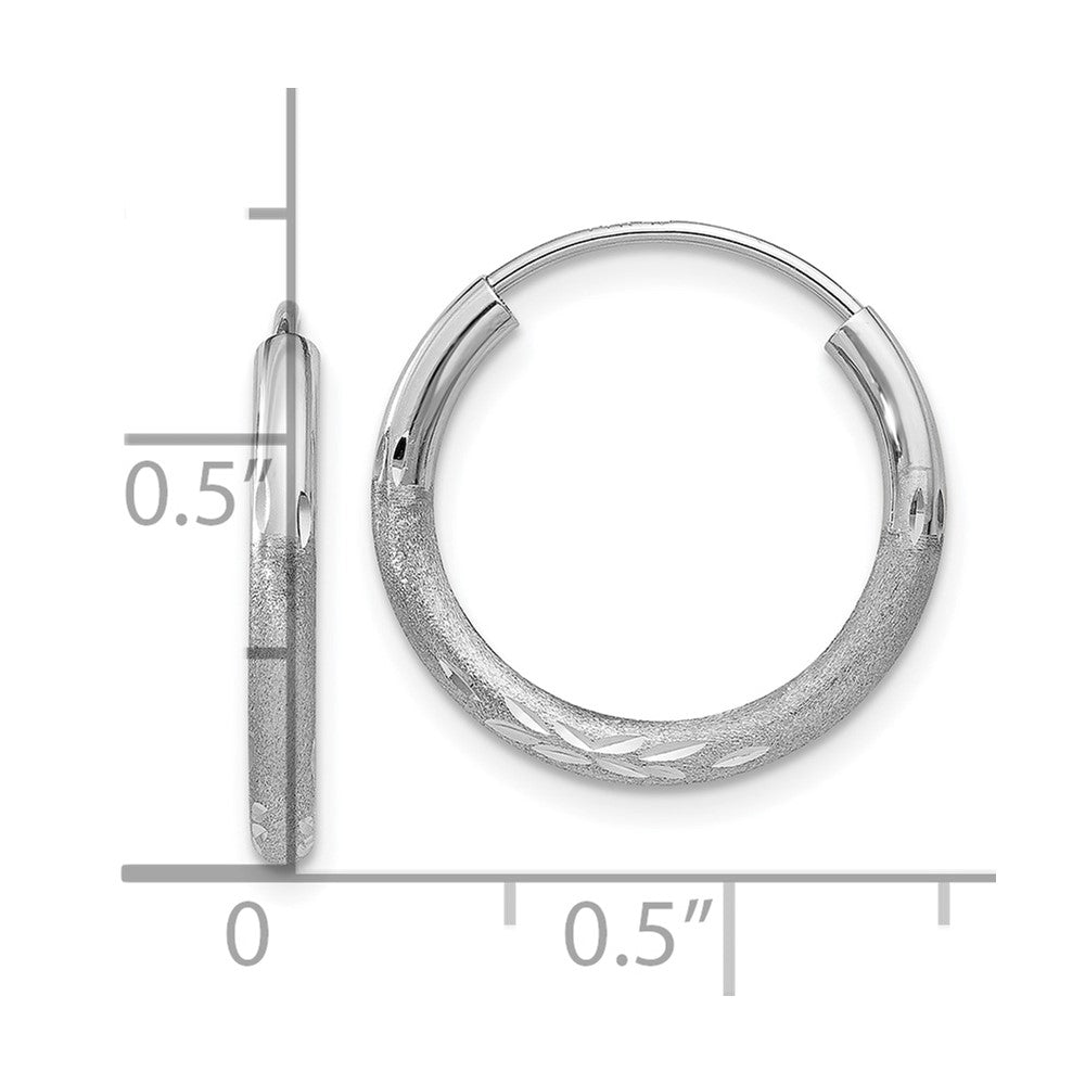 10k White Gold 2mm Diamond-cut Endless Hoop Earrings