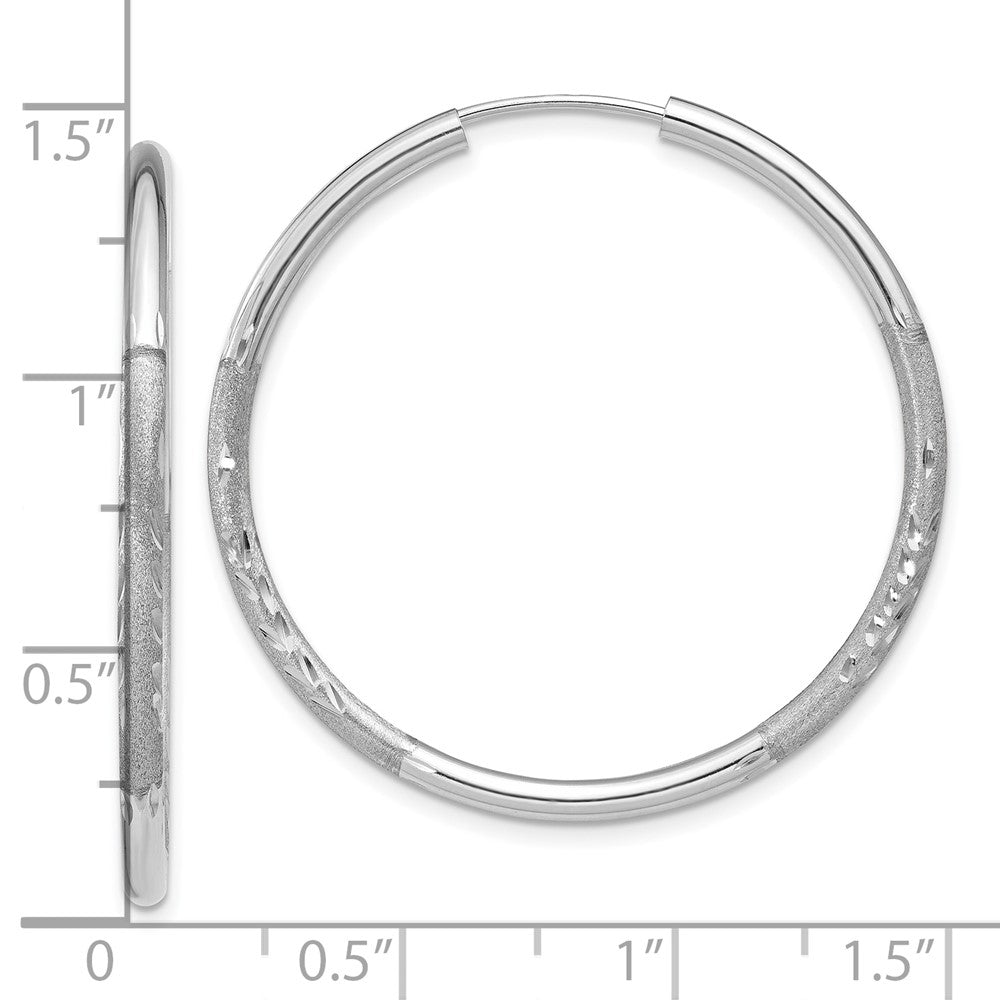 10k White Gold 2mm Diamond-cut Endless Hoop Earrings