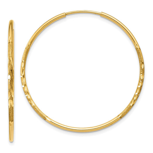 10k 1.25mm Diamond-cut Endless Hoop Earring