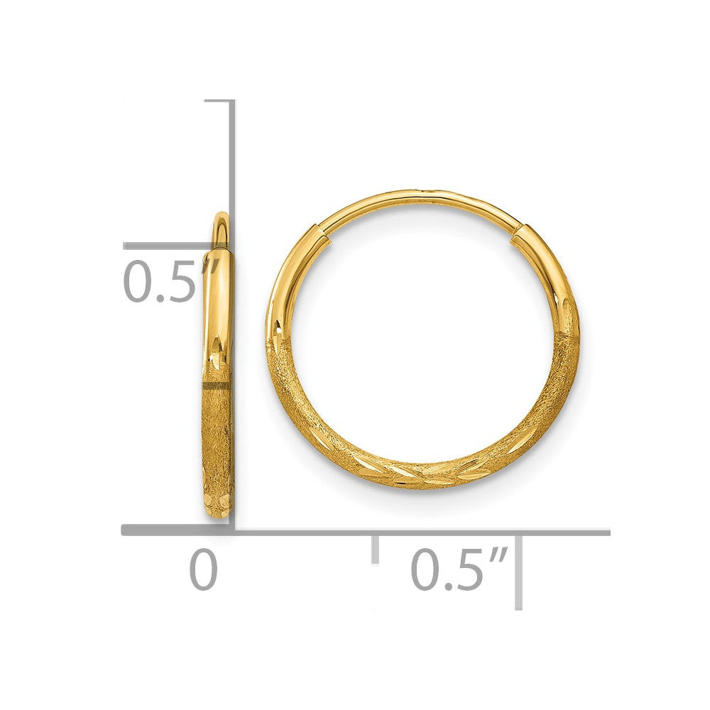 10k 1.25mm Diamond-cut Endless Hoop Earring