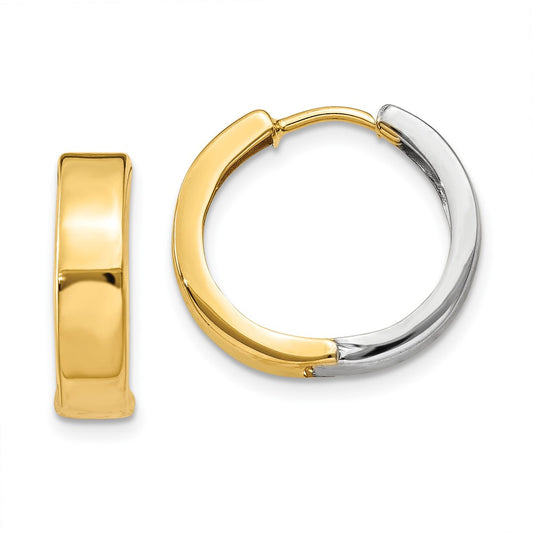10k Two-tone Hinged Hoop Earrings