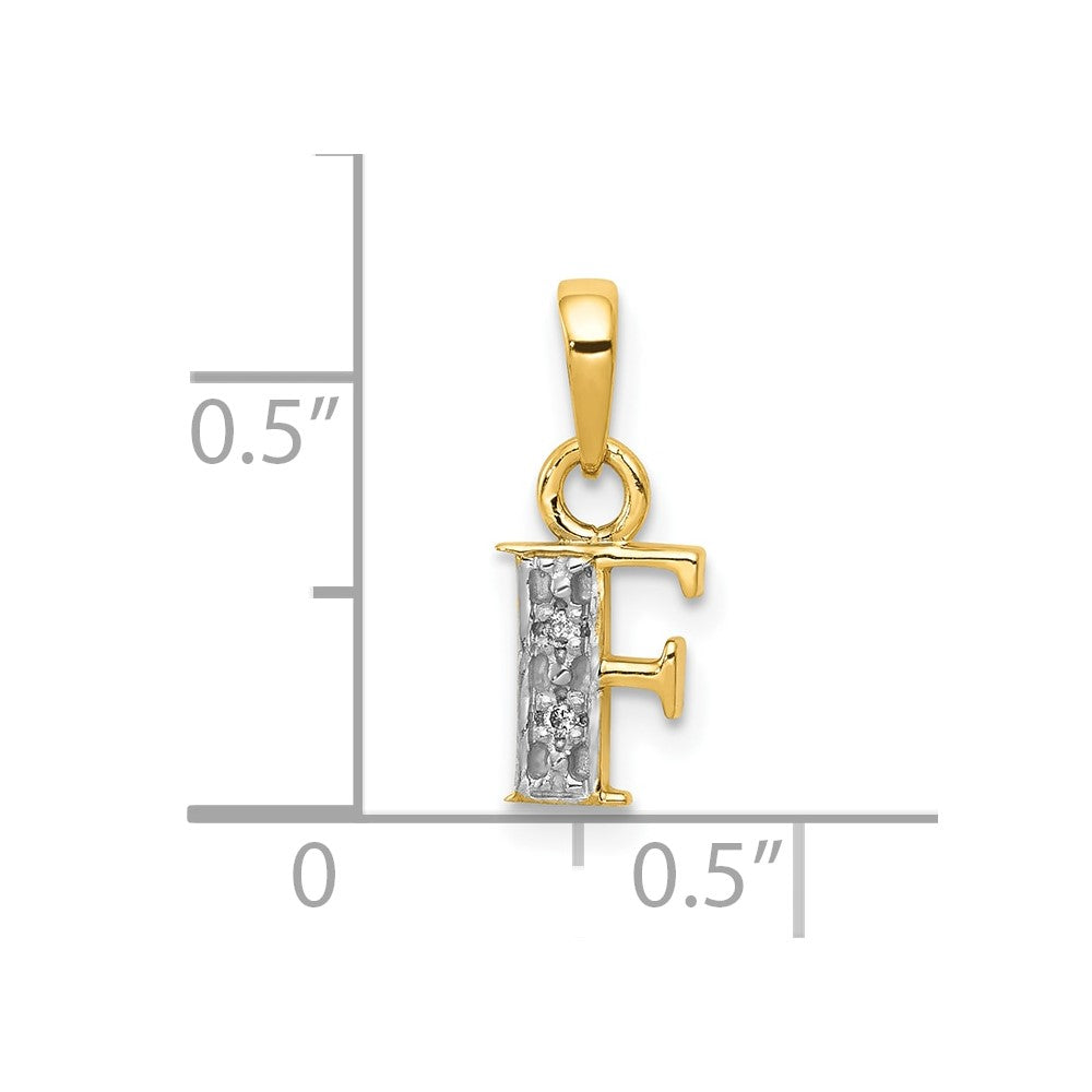 10K and Rhodium Diamond Initial F Charm