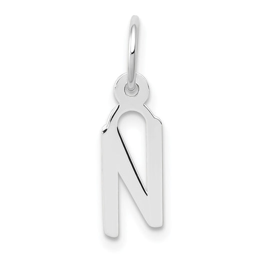 10k White Gold Small Slanted Block Initial N Char