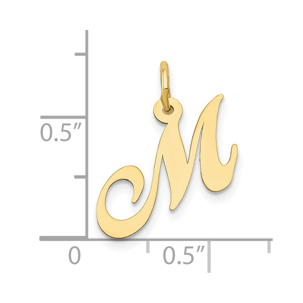 10K Small Fancy Script Initial M Charm