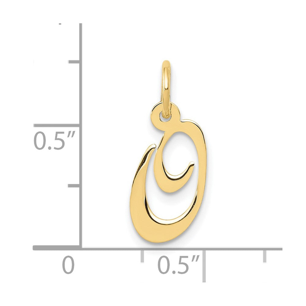 10K Small Fancy Script Initial O Charm
