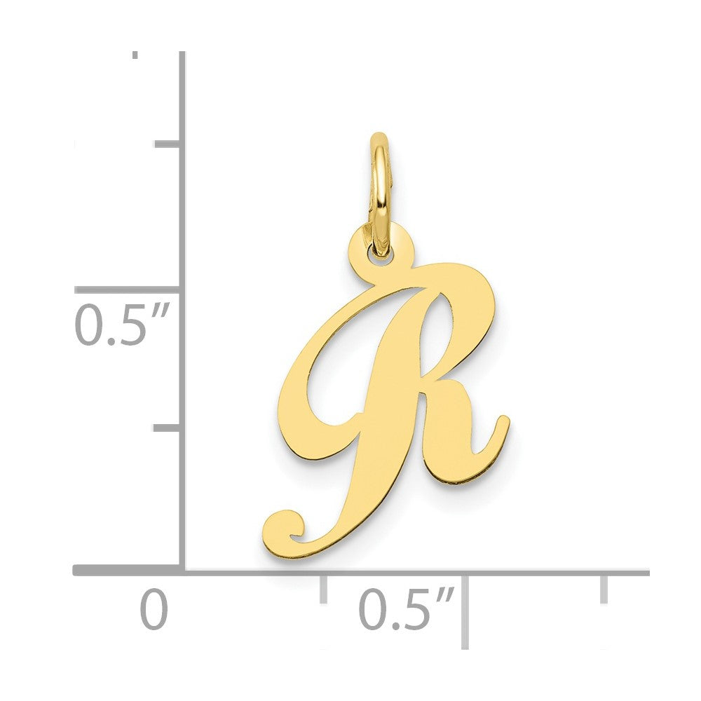 10K Small Fancy Script Initial R Charm