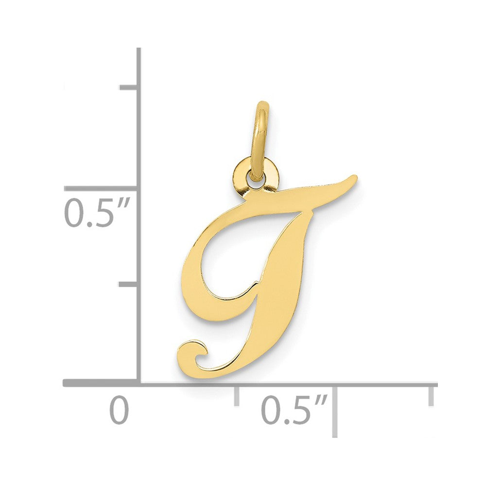 10K Small Fancy Script Initial T Charm