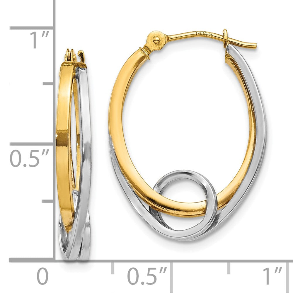 10k Two-tone Oval Loop Hoop Earrings
