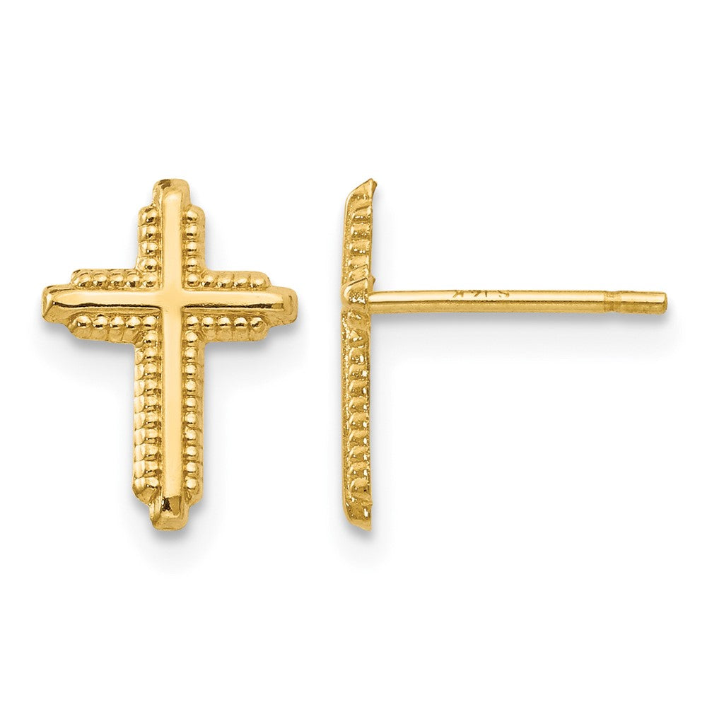 10K Yellow Gold Polished Cross Post Earrings