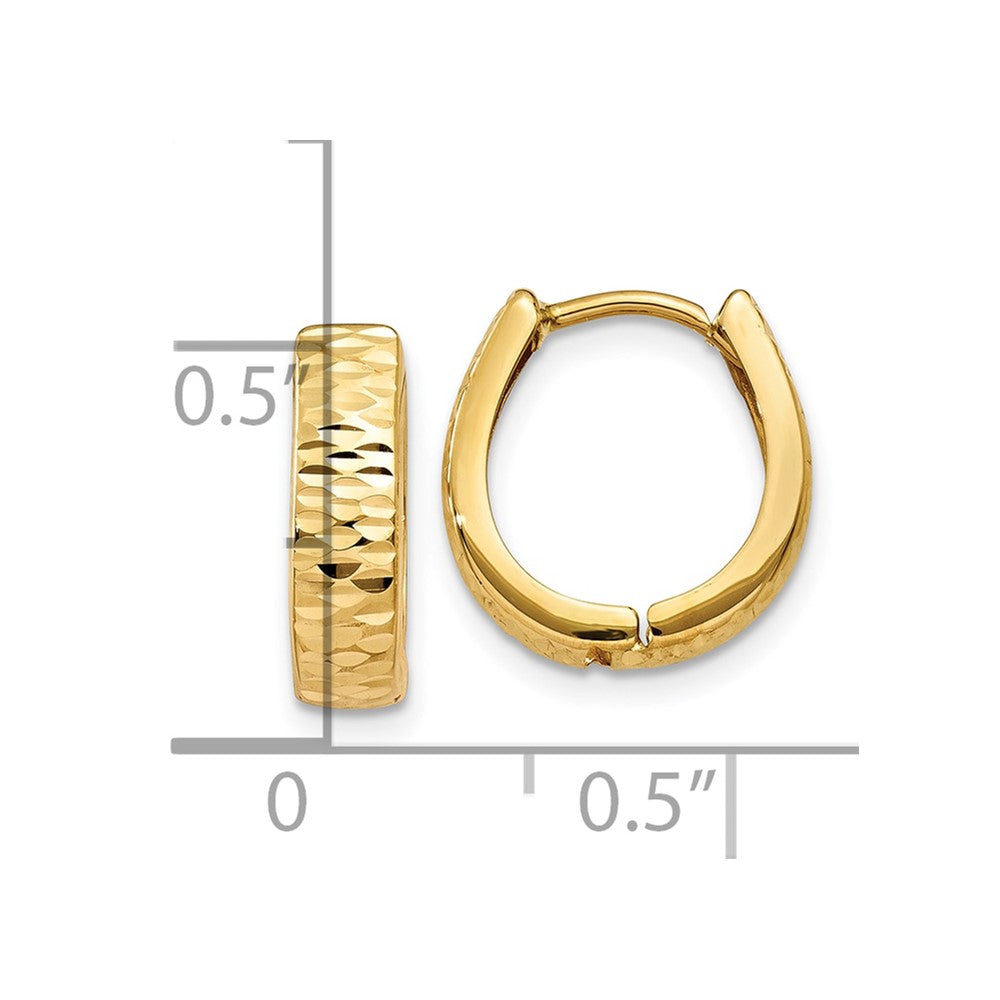 10k Gold Textured and Polished Hinged Hoop Earrings