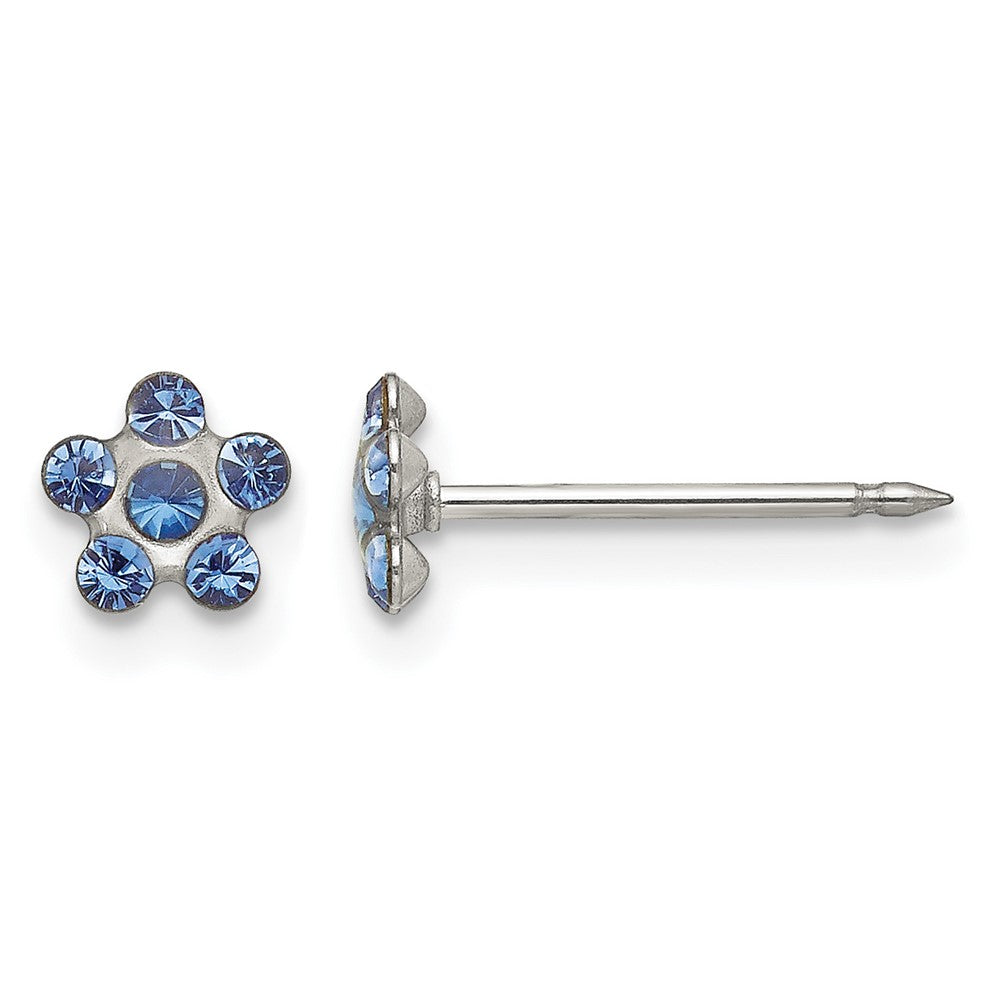 Inverness Stainless Steel Blue Crystal Post Earrings
