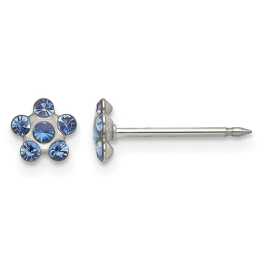 Inverness Stainless Steel Blue Crystal Post Earrings