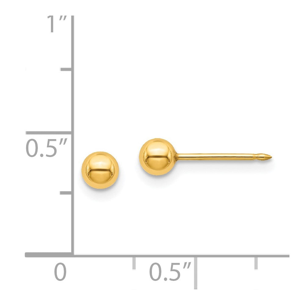 Piercing only Stainless Steel 24K Gold-plated 4mm Ball Post Earrings